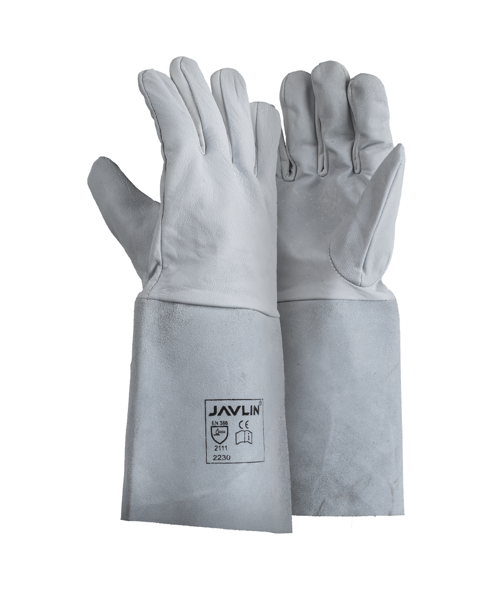 Premium White Goatskin Tig Welding Gloves – 15cm Cuff