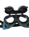 Flip front welding goggles