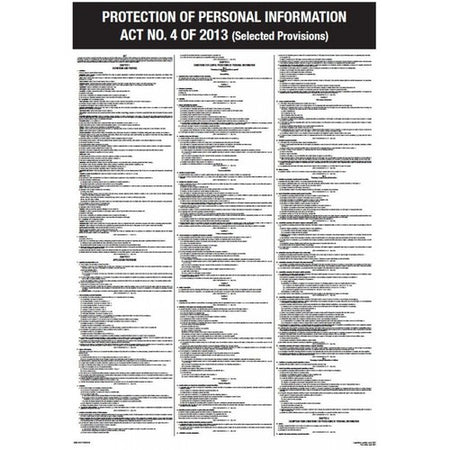 POPI Act A1 Poster Protection of Personal Information Ac No. 4 of 2013