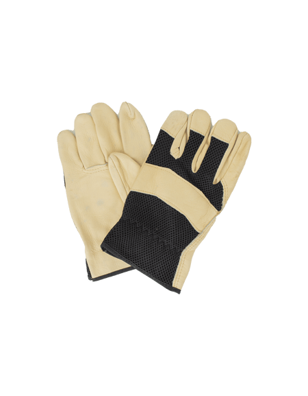 Beige VIP Cowhide Gloves With Mesh Back For Ventilation