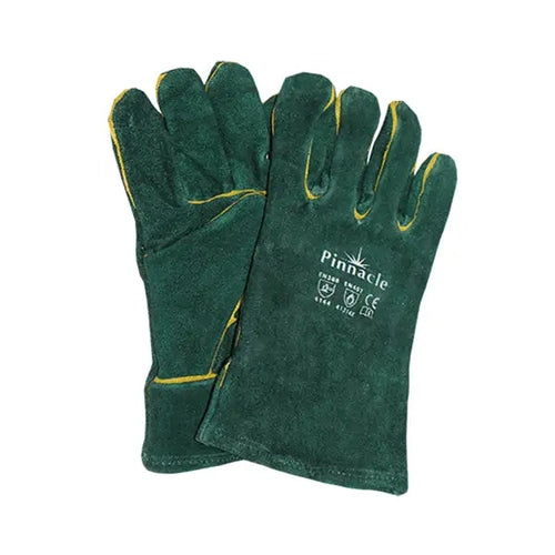 Green leather welding gloves