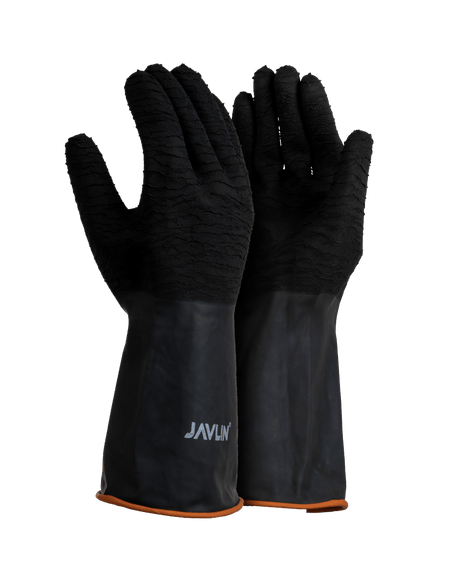 Elbow Length Industrial Rough Palm Rubber Gloves - Javlin