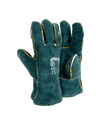 Green Leather Fully Welted Lined Gloves – 6cm Cuff