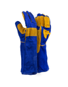 Superior Blue Leather Lined Welding Gloves Leather Full Palm And Finger Reinforcing – 20cm Cuff