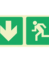 SABS Photoluminescent arrow down, running man safety sign - E3