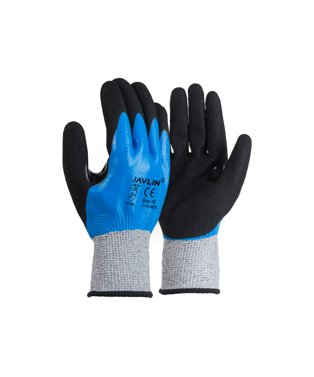Cut 5/D Liner -fully coated nitrile glove with reinforced thumb crotch - Javlin