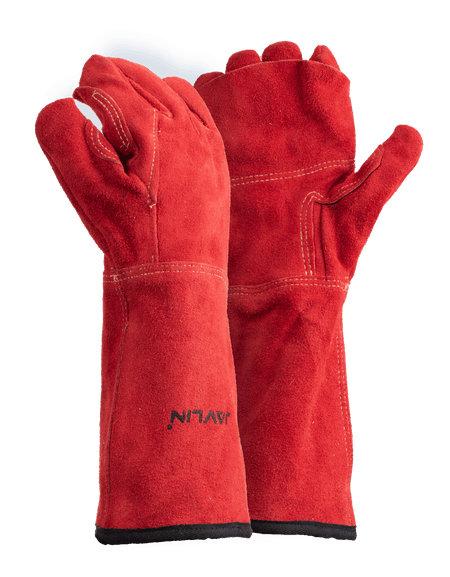 Red Leather Blanket Lined Heat Gloves – 20cm Cuff