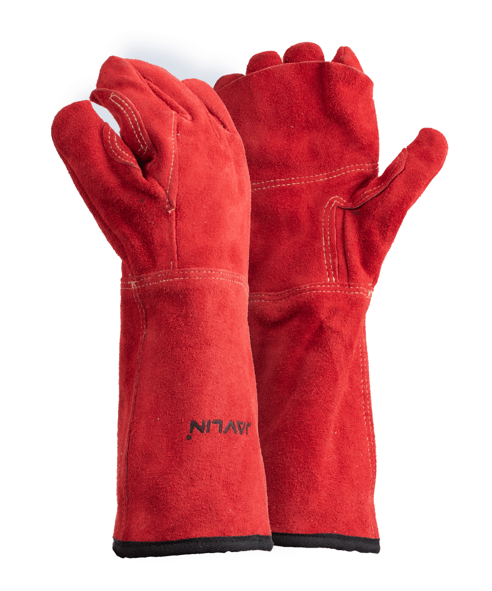 Red Leather Blanket Lined Heat Gloves – 20cm Cuff