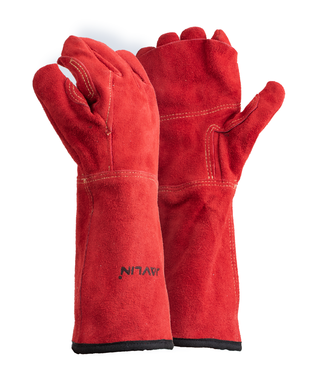 Premium Red Leather Blanket Lined Heat Gloves – 20cm Cuff