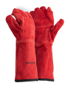 Premium Red Leather Blanket Lined Heat Gloves – 20cm Cuff