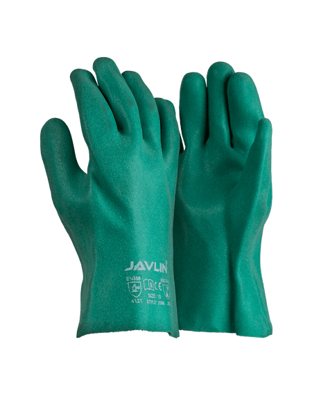 Foam PVC Fluorescent Green Sandy Finish Gloves - Javlin
