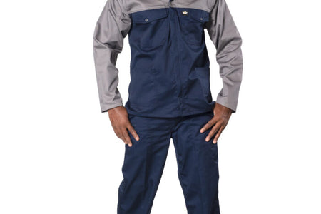 Two tone Grey and Navy Polycotton Contisuit 65/35