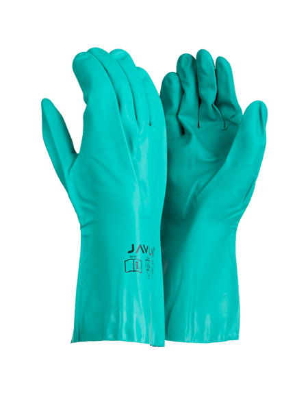 Green Nitrile Flock Lined Gloves - Javlin