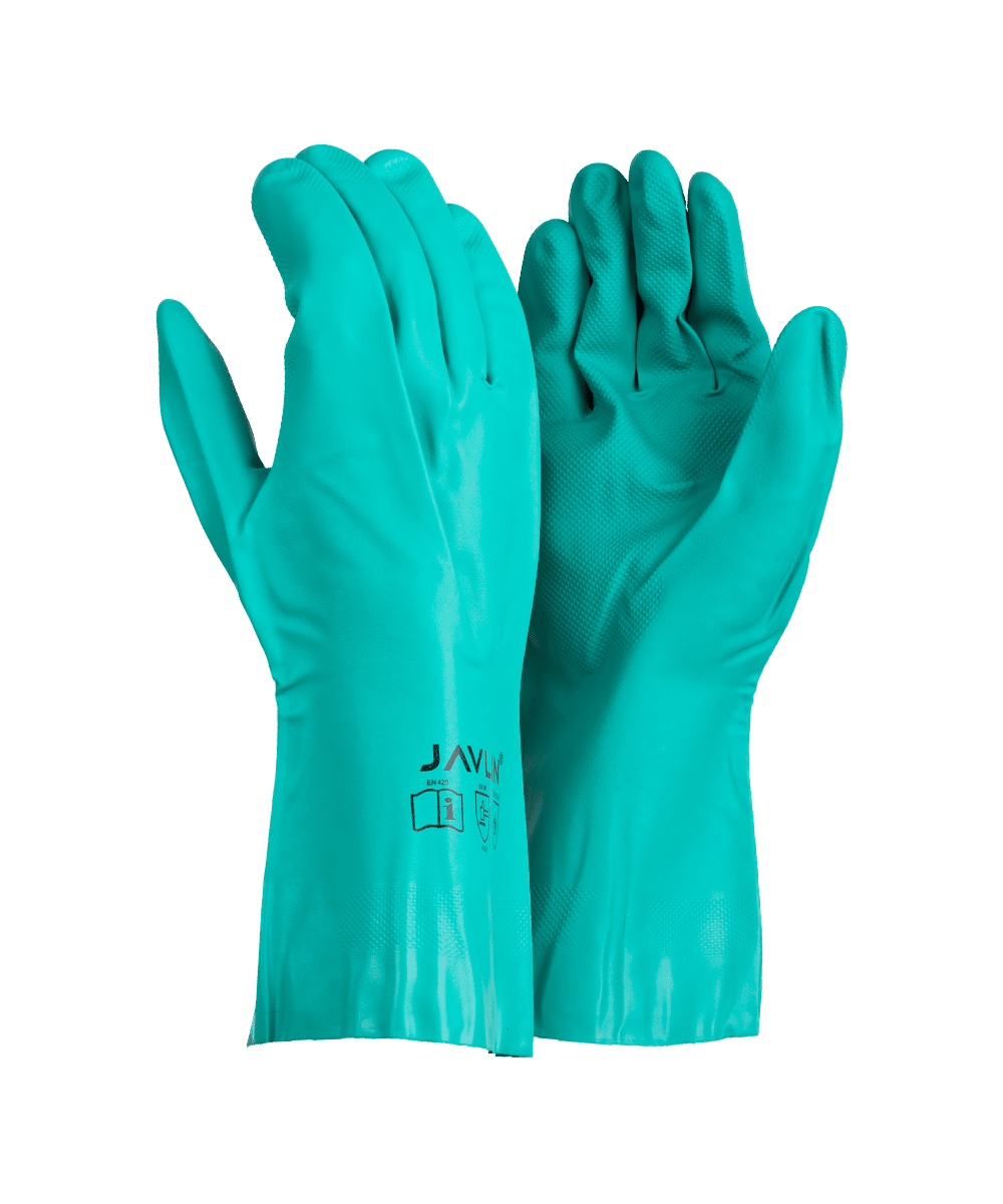 Green Nitrile Flock Lined Gloves - Javlin