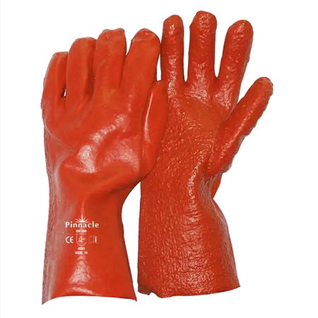 PVC Red Heavy Duty Gloves (35cm Length)