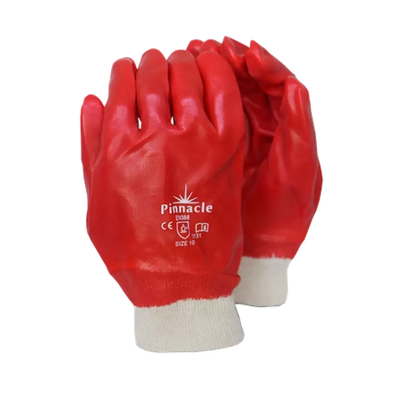 PVC Red Knit Wrist Gloves