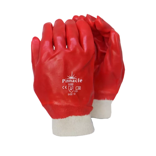 PVC Red Knit Wrist Gloves