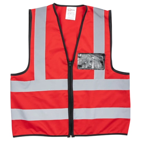 Reflective vest Contractor vest with Zip and ID pouch