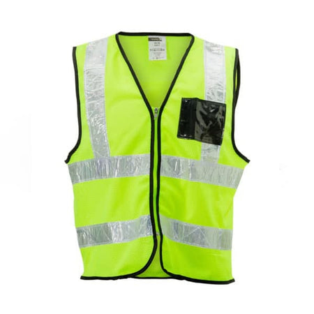 Mesh reflective vest with Zip ID pouch and PVC Tape