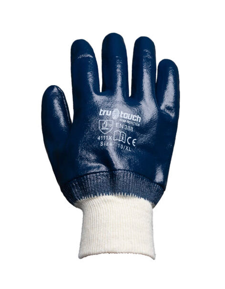 REBEL Tru Touch Blue Nitrile Heavy Duty Knit Wrist Gloves