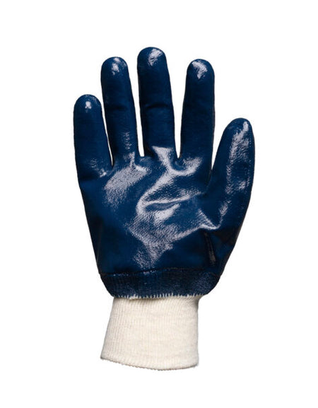REBEL Tru Touch Blue Nitrile Heavy Duty Knit Wrist Gloves