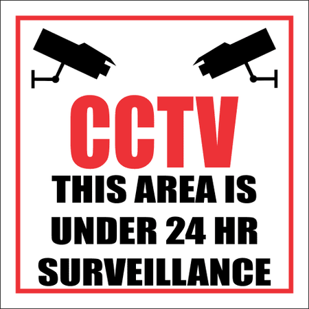 CCTV warning area under surveillance sign