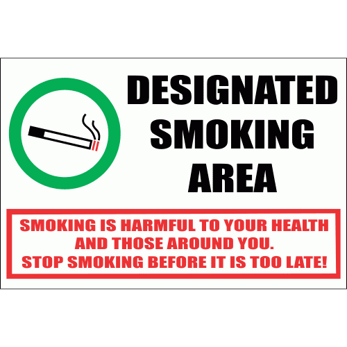 Designated smoking area sign