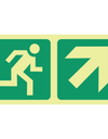 Photoluminescent (Glow in the dark) running man, arrow diagonal up right safety sign SABS - E11