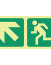 Photoluminescent (Glow in the dark) arrow left up diagonal, running man safety sign SABS - E12