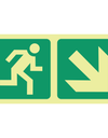 Photoluminescent (Glow in the dark) running man, arrow diagonal down right safety sign SABS - E13