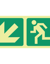 Photoluminescent (Glow in the dark) arrow diagonal down left, running man safety sign SABS - E14