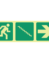 Photoluminescent (Glow in the dark) running man, stairs down, arrow right safety sign SABS - E16