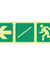 Photoluminescent (Glow in the dark) arrow left, stairs down, running man safety sign SABS - E17