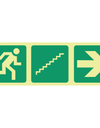 Photoluminescent (Glow in the dark) running man, stairs up, arrow right safety sign SABS - E18