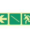 Photoluminescent (Glow in the dark) arrow left, stairs up, running man safety sign SABS - E19