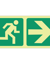 Photoluminescent running man, arrow right safety sign - SABS E1