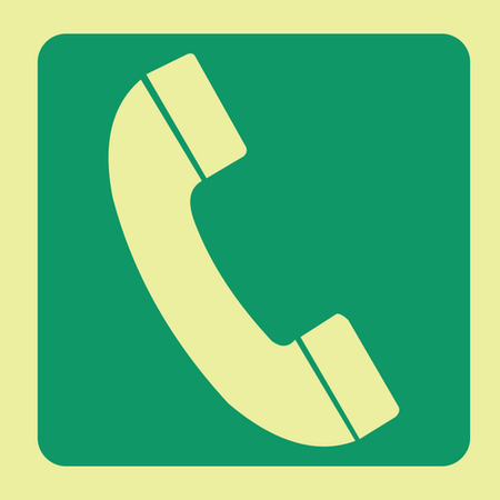 Photoluminescent (Glow in the dark) emergency phone safety sign SABS - E20