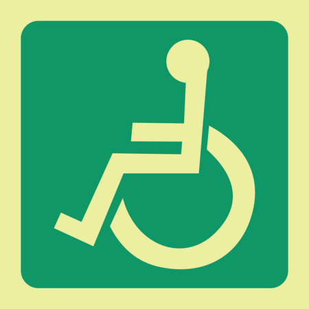 Photoluminescent (Glow in the dark) disabled safety sign SABS - E25
