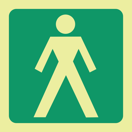Photoluminescent (Glow in the dark) men's (male) toilet safety sign SABS - E26