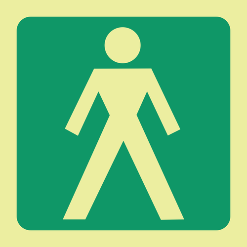 Photoluminescent (Glow in the dark) men's (male) toilet safety sign SABS - E26