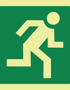 Running man right (escape route) photoluminescent (Glow in the dark) safety sign SABS - E29