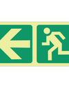 Photoluminescent arrow left, running man safety sign SABS - E2