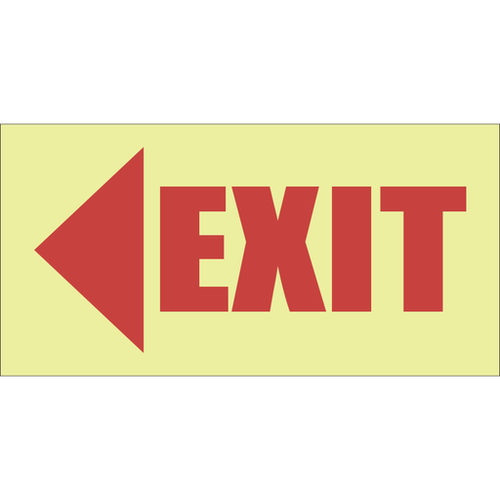 Photoluminescent exit left safety sign SABS - E5
