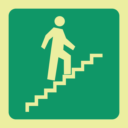Photoluminescent stairs up right safety sign SABS - E8