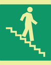 Photoluminescent stairs down right safety sign SABS - E8A