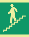 Photoluminescent (Glow in the dark) stairs down left safety sign SABS - E9A