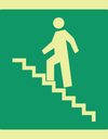 Photoluminescent stairs up left safety glow in the dark sign SABS - E9