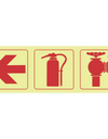 Arrow left, fire extinguisher, fire hydrant photoluminescent (Glow in the dark) safety sign SABS - F11