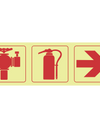 Fire hydrant, fire extinguisher, arrow right photoluminescent (Glow in the dark) safety sign SABS - F12