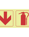 SABS Arrow down, fire extinguisher photoluminescent (glow in the dark) safety sign SABS - F13